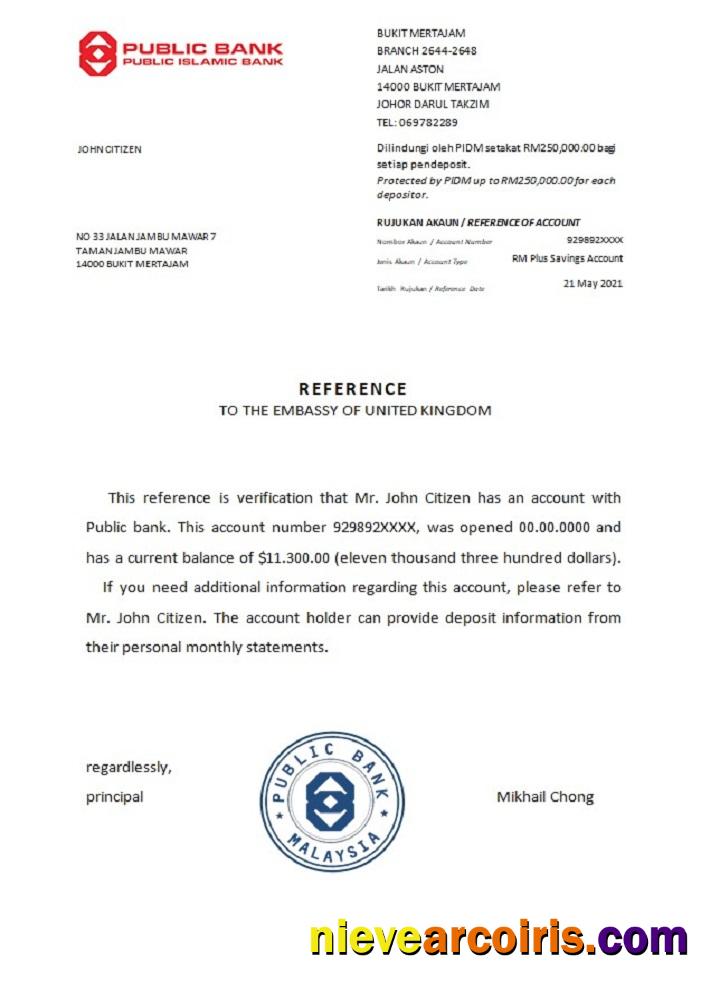 Malaysia Public bank reference